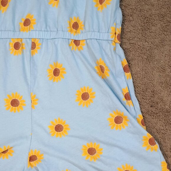 Old Navy/Flutter Sleeve Romper/Girls XL 14-16/Blue Sunflower Floral NWOT** - Picture 3 of 8
